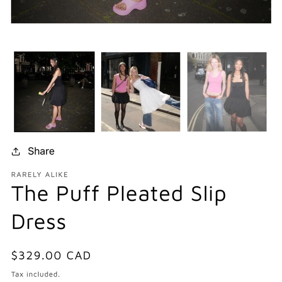 Black Puff Pleated Slip Dress - Picture 2 of 4